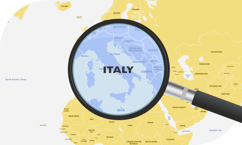 Shipping to Italy country map