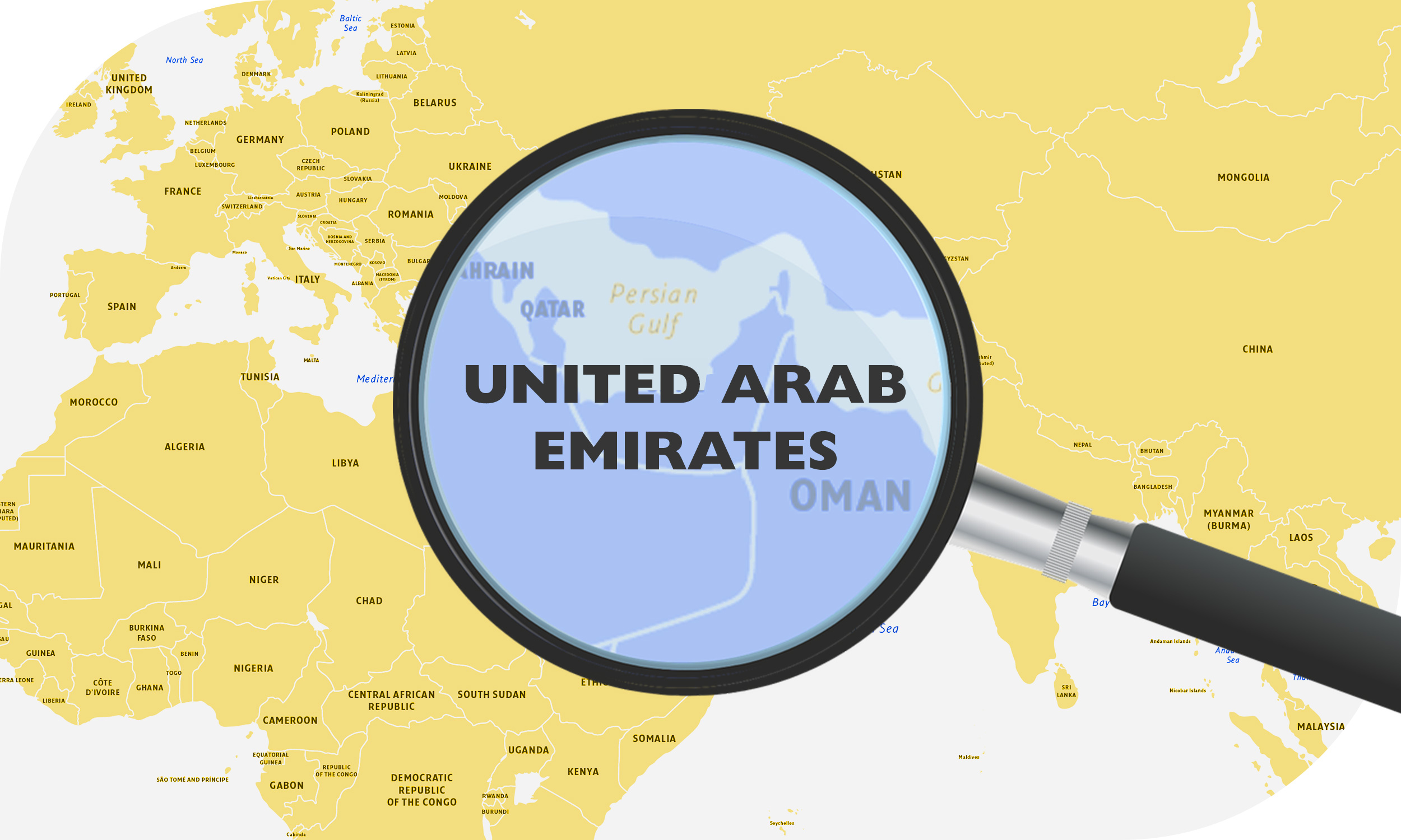 Map of Arabian peninsular showing UAE as a delivery destination
